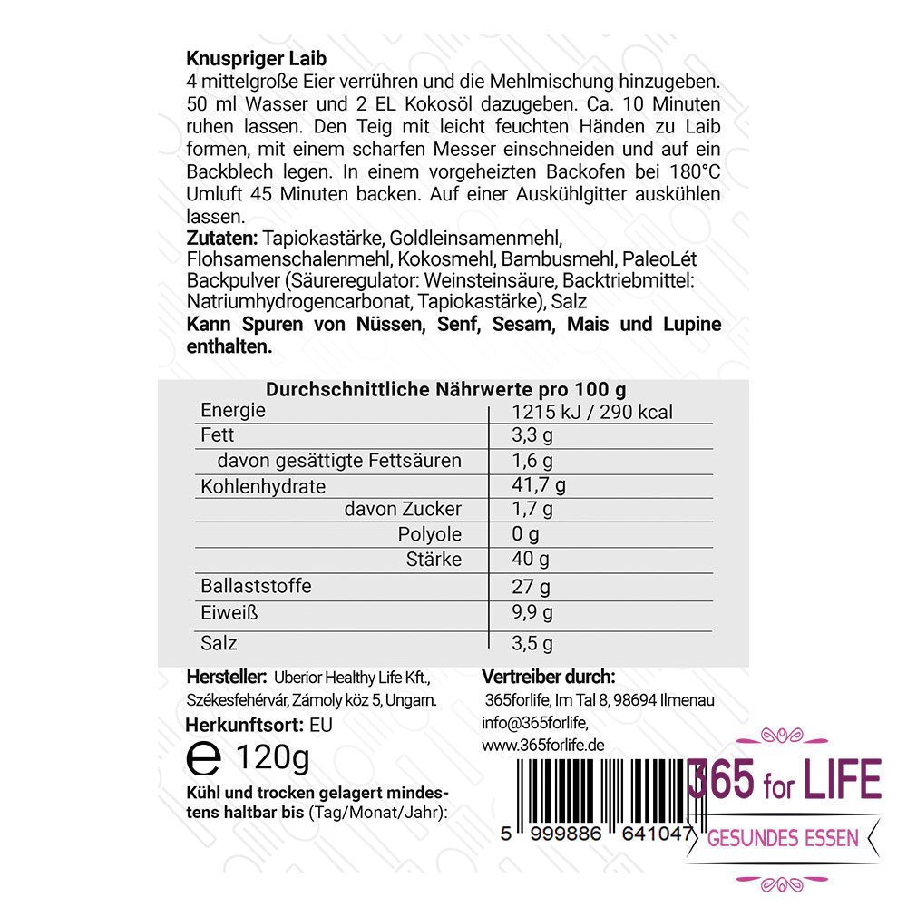 Knuspriges Krustenbrot Mehlmischung 120 g (Paleo, Glutenfrei) – Bild 2